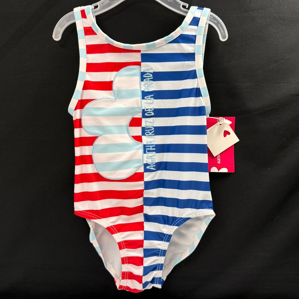 Agatha Ruiz De La Prada Toddler Swimsuit Size 3T Blue and White Striped NWT
